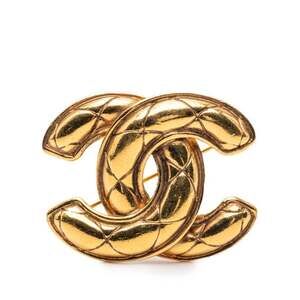 CHANEL Gold Logo Brooch